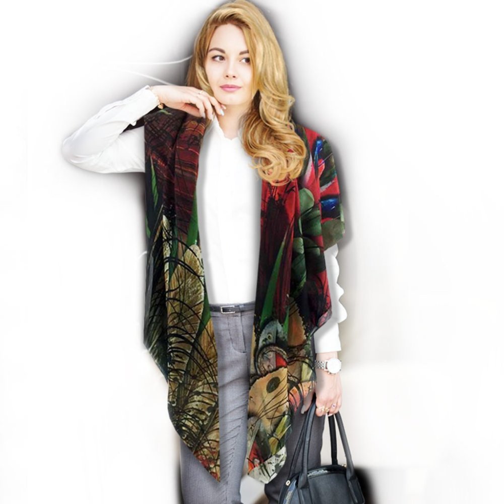 Scarlet McCaw Tropical Wings Chiffon Oversized Square Scarf Shawl - Picture 11 of 16